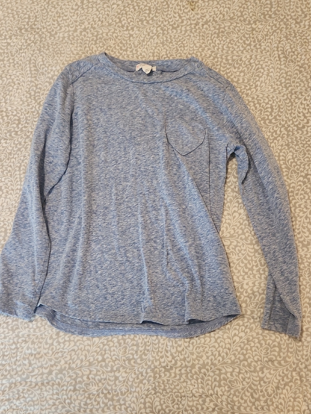 ✨ 3 For $25 Crewcuts Light Blue Marled Long Sleeve Tee with Pocket